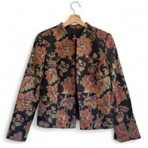 Sandra Darren Blazer Vintage Women's Dark Floral Jacket Plus Size 24W